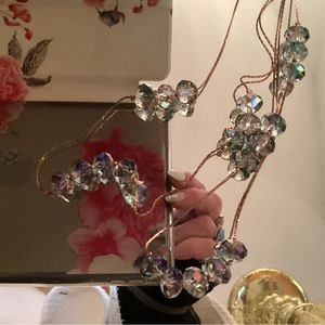 Beautiful,vintage double crystal necklace aura borealis crystals